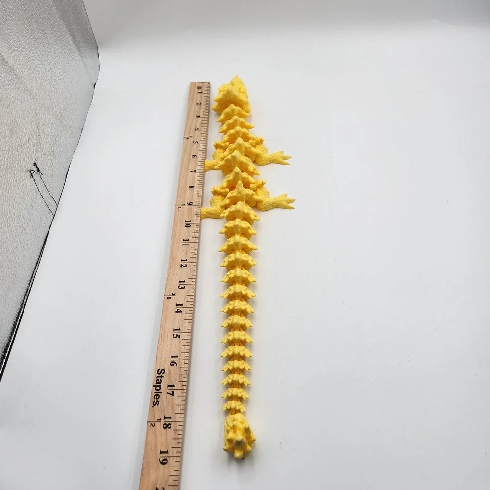 3D Printed Articulated Rock Dragon Toy Fantasy‎ Fun Display Large Movable Yellow